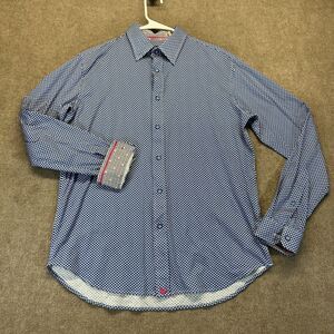 Butter Cloth Shirt Men's Medium Long Sleeve Button Up Flip Cuff 100% Cotton Blue